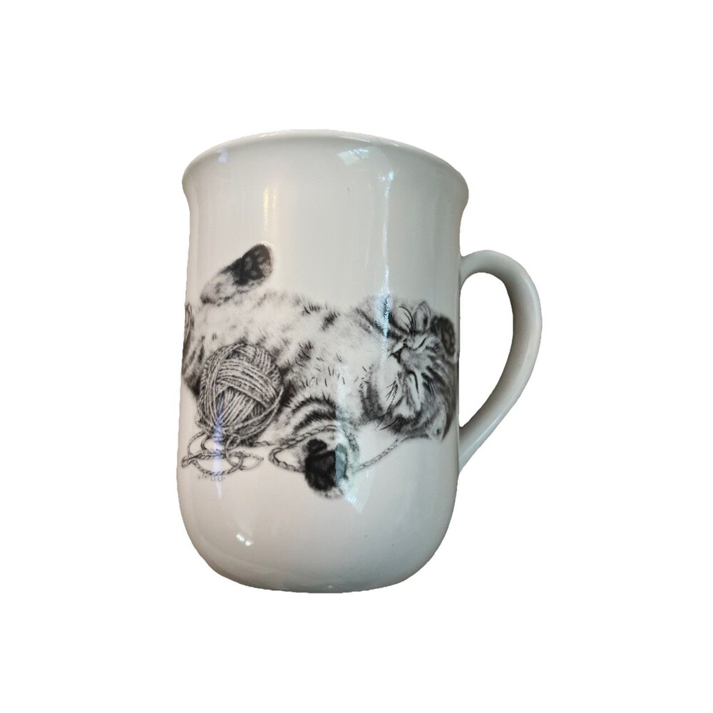 Vintage Otagiri Mug Kitten Cat Yarn White Jonah's Workshop Coffee Tea